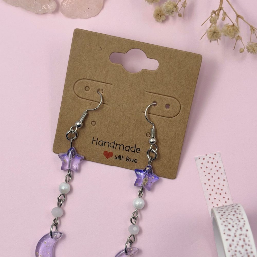 Moon And Stars Drop Earrings