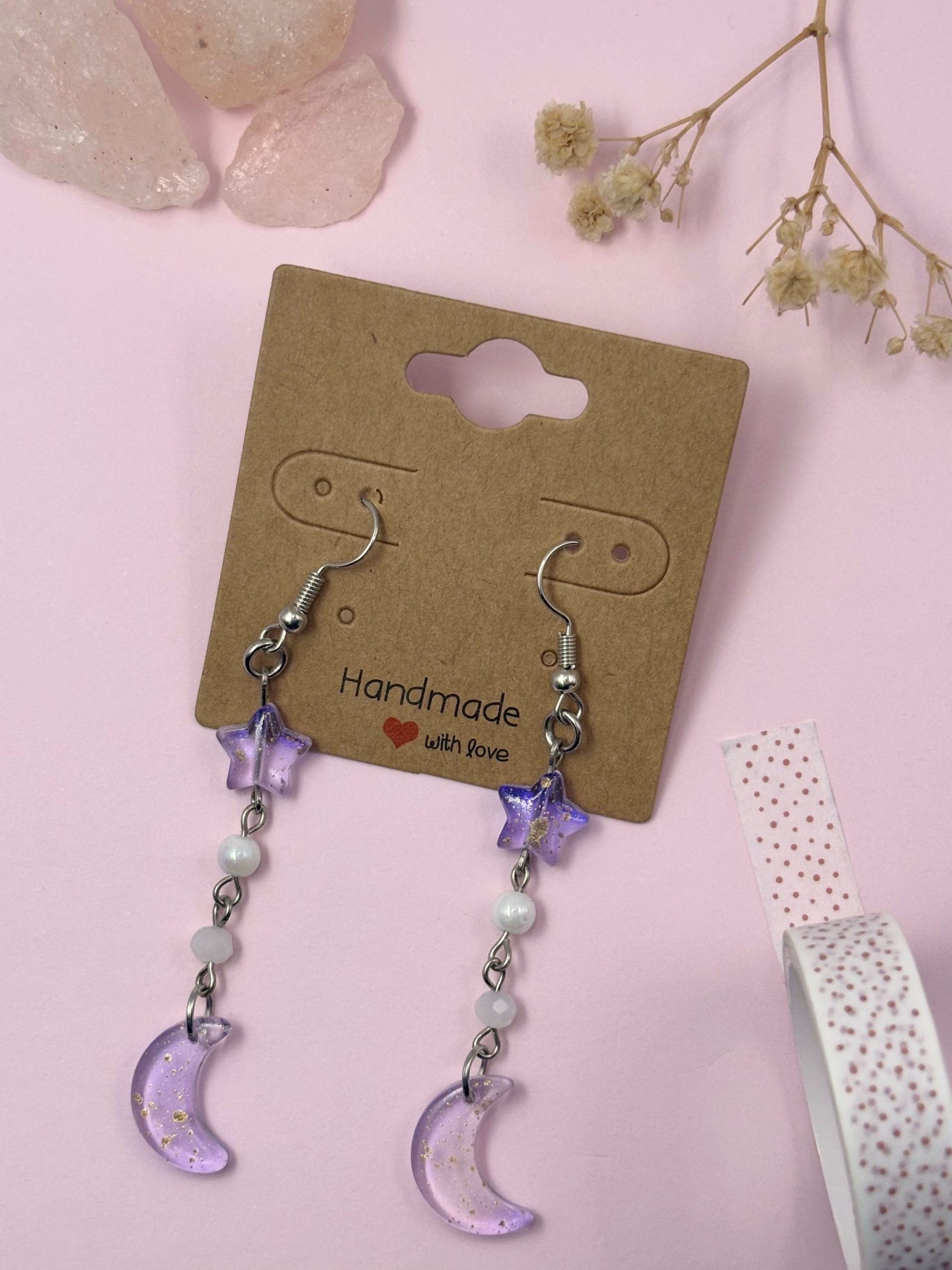 Moon And Stars Drop Earrings