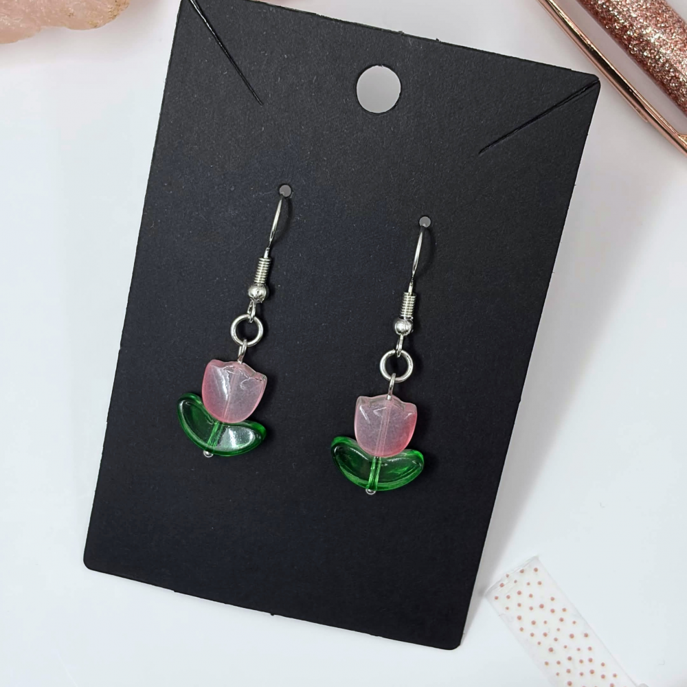 Light Pink Tulip Earrings