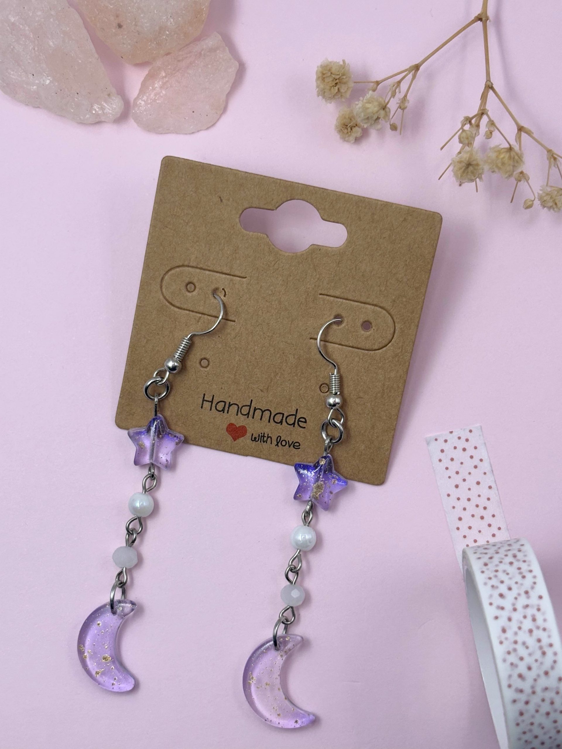 Moon And Stars Drop Earrings