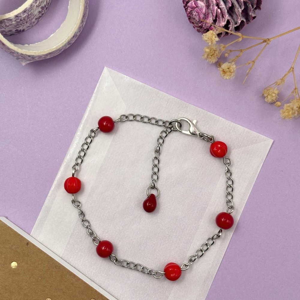 Dainty Red Beaded Bracelet