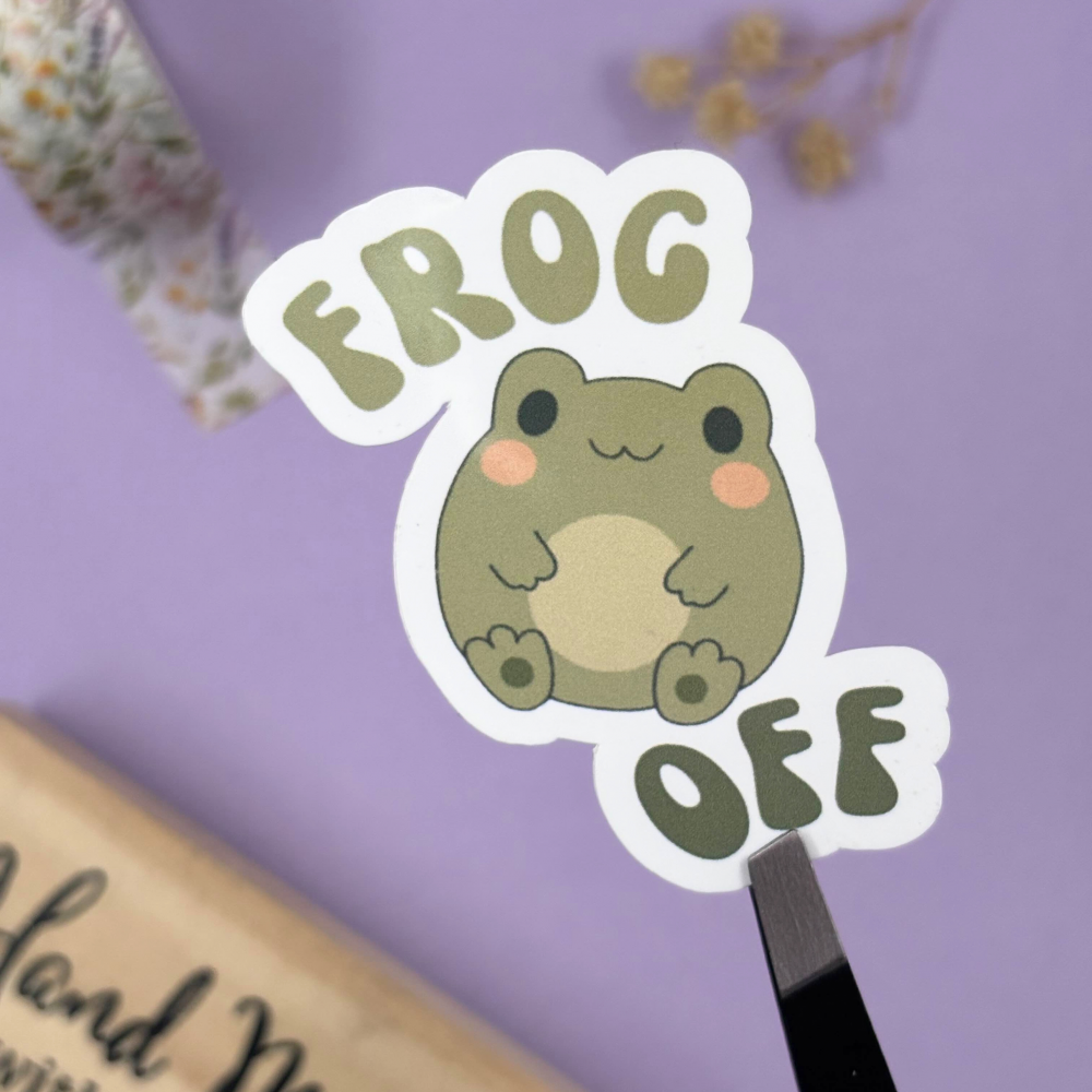 Funny Frog Off - Glossy Vinyl Sticker