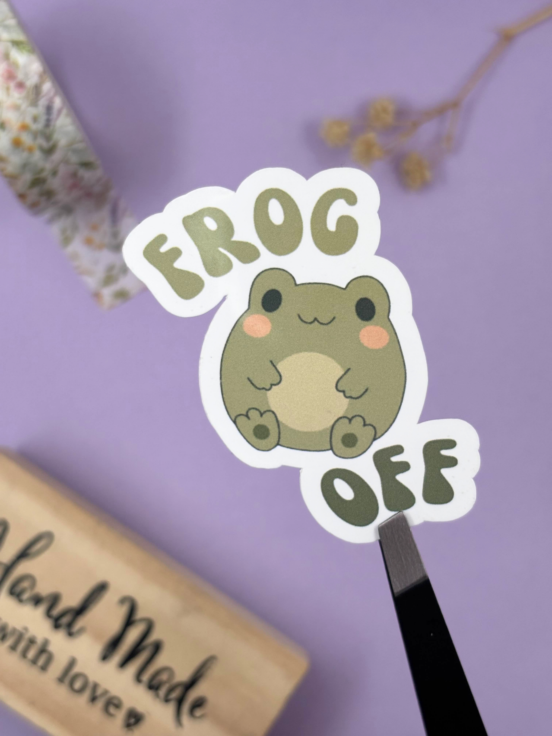 Funny Frog Off - Glossy Vinyl Sticker