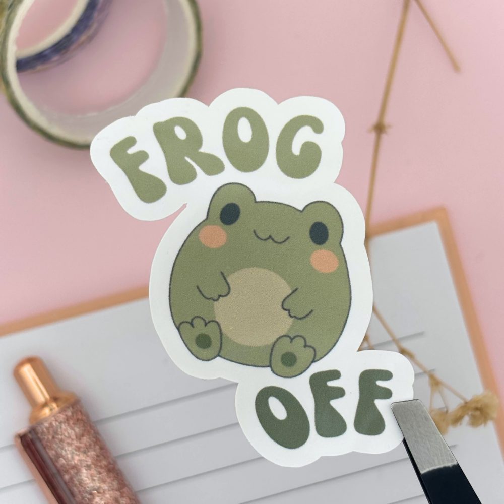 Funny Frog Off - Glossy Vinyl Sticker