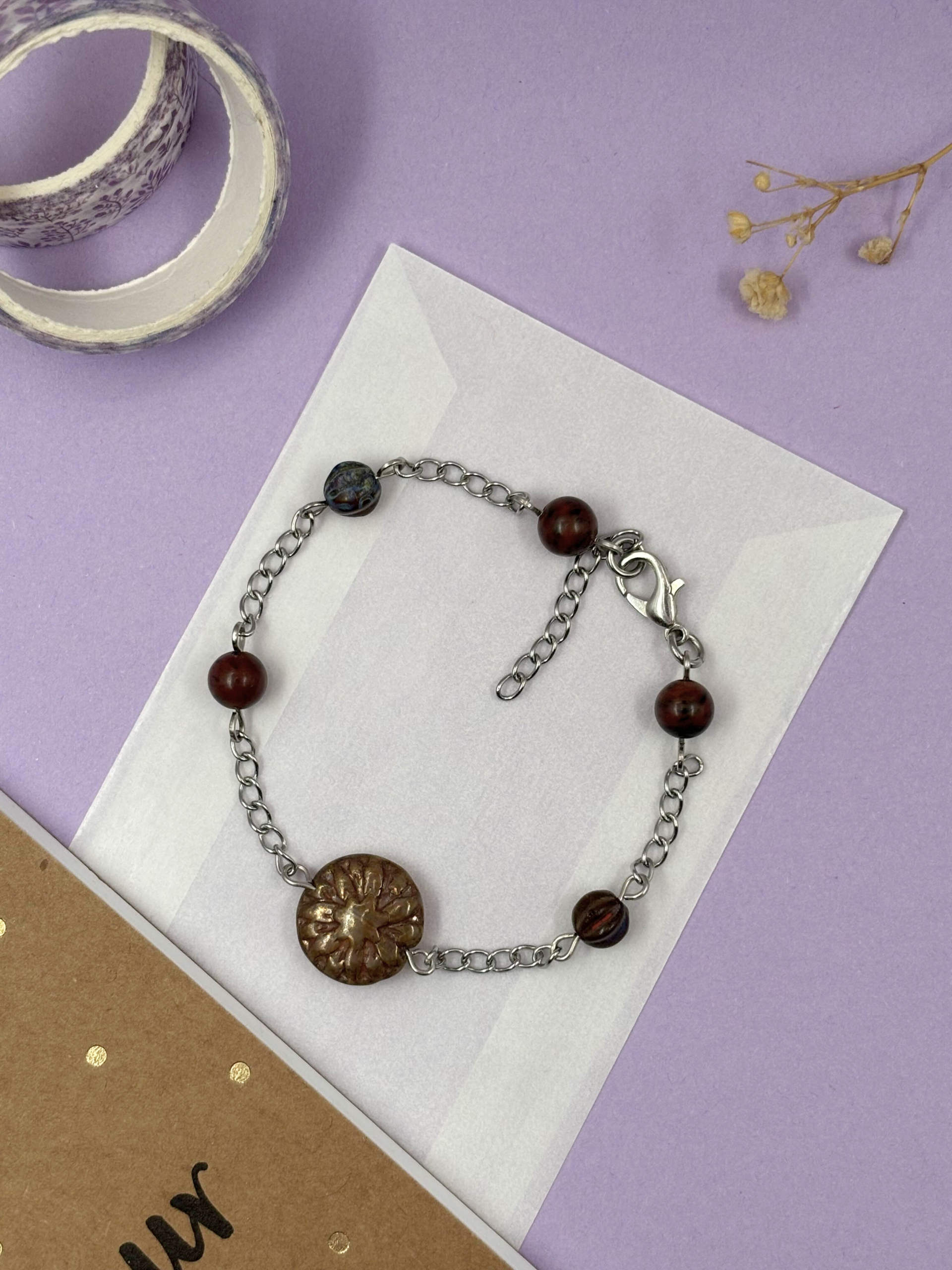 Dainty Brown Beaded Bracelet