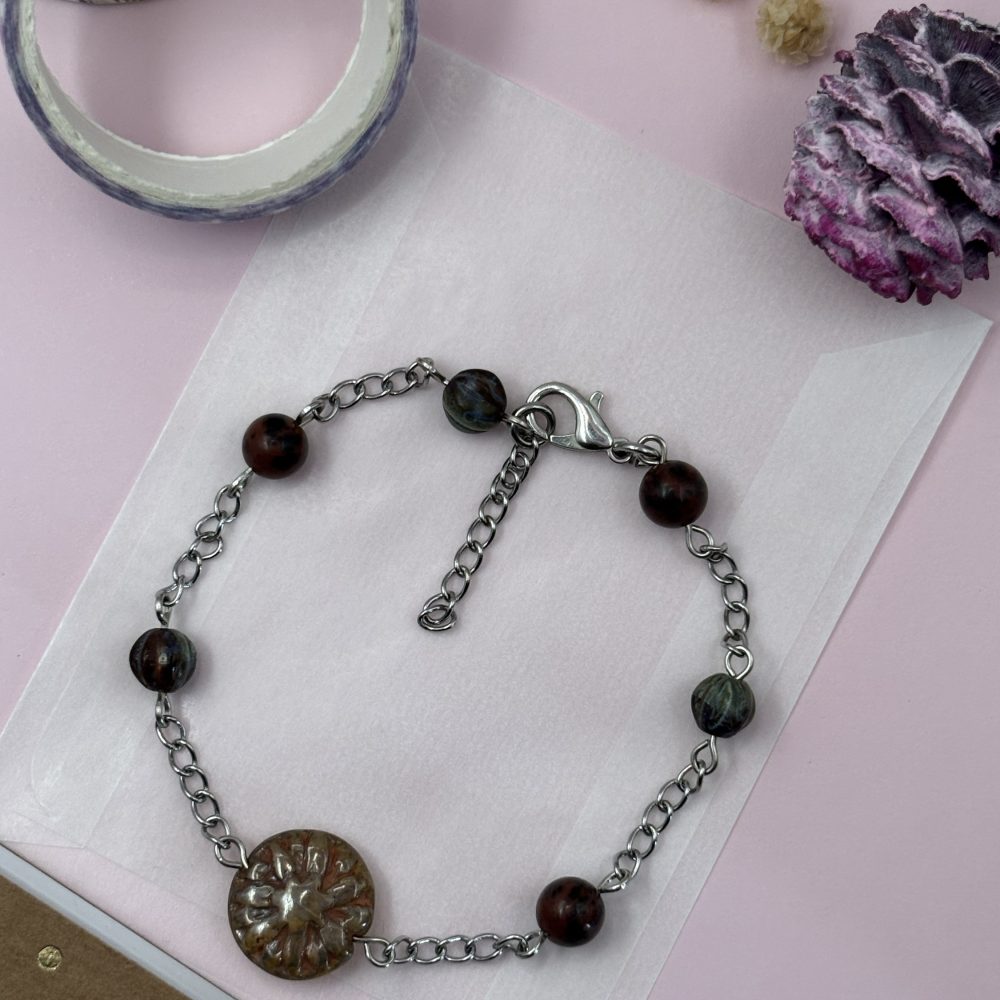 Dainty Brown Beaded Bracelet