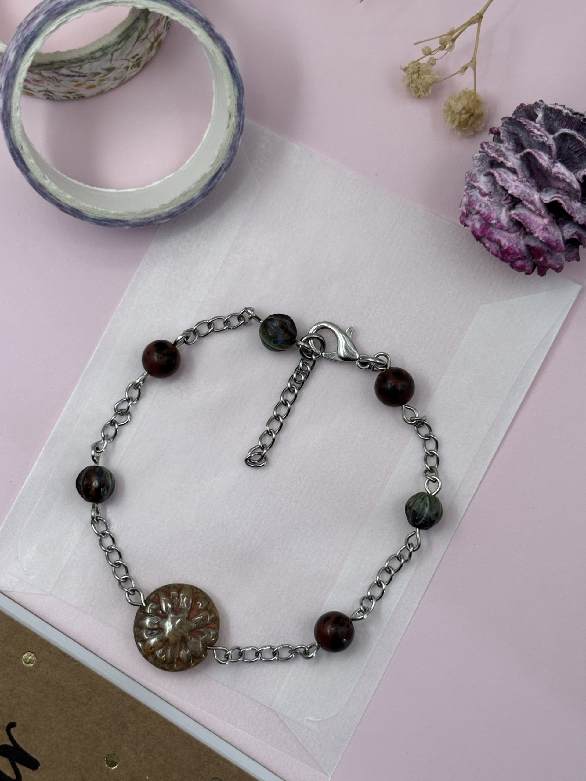 Dainty Brown Beaded Bracelet
