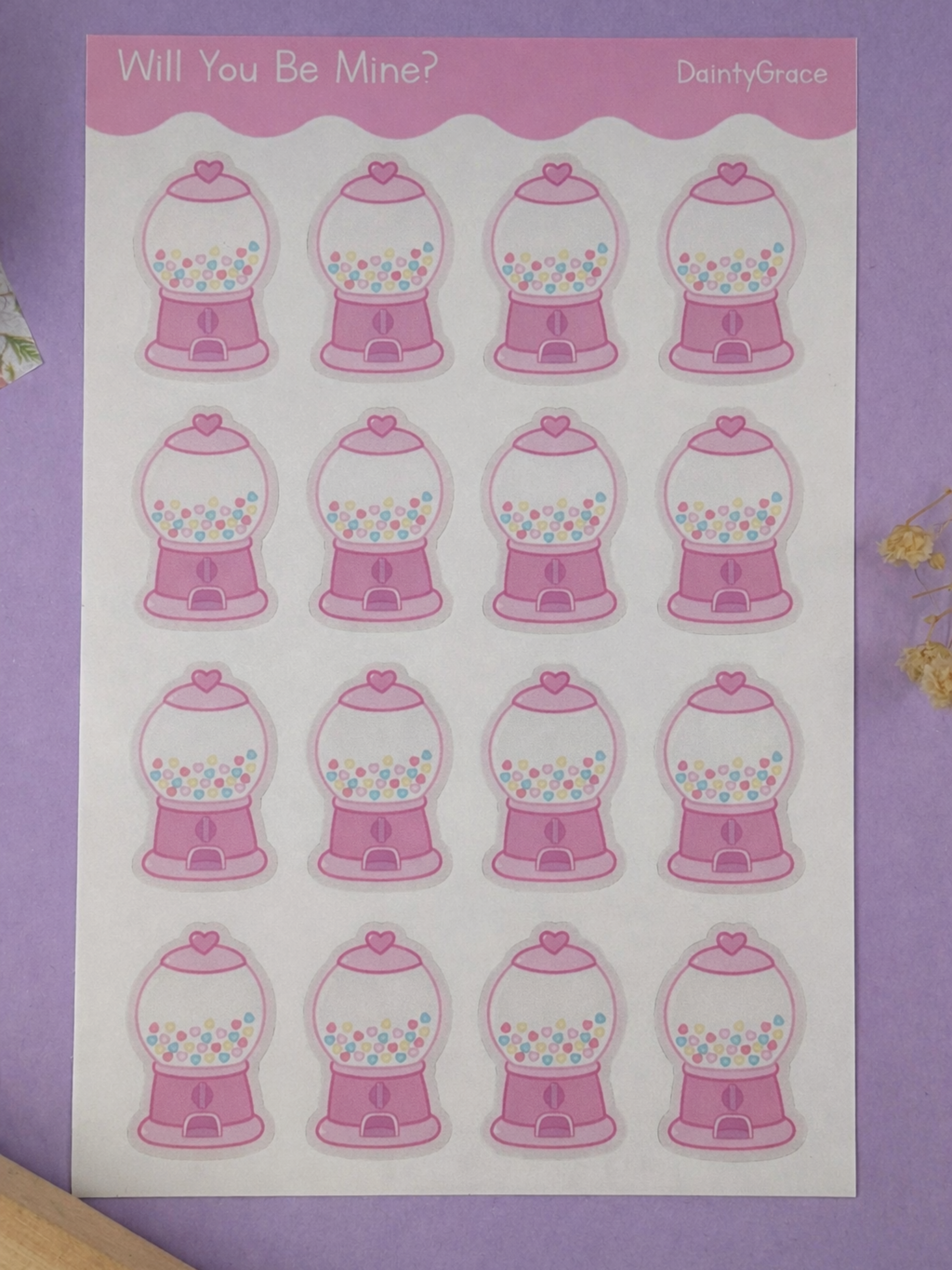 Glossy Vinyl Will You Be Mine? Sticker Sheet