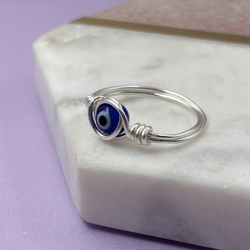 Evil Eye Wire Wrapped Ring