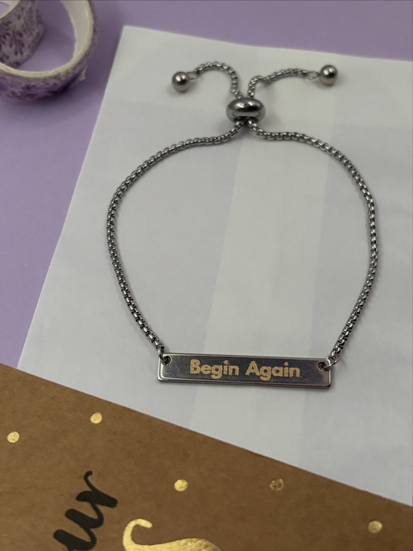 Begin Again Engraved Bracelet
