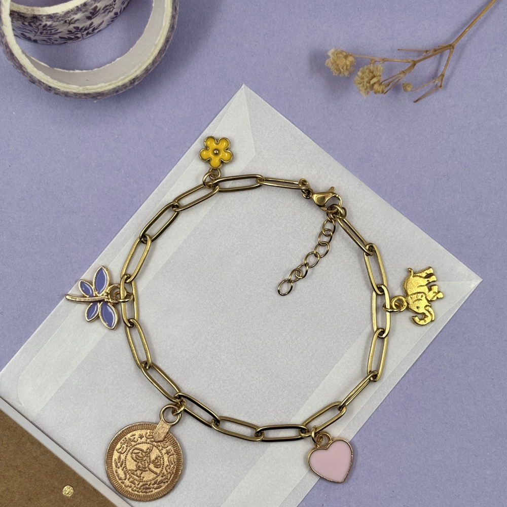 Custom Charm Paperclip Chain Bracelet