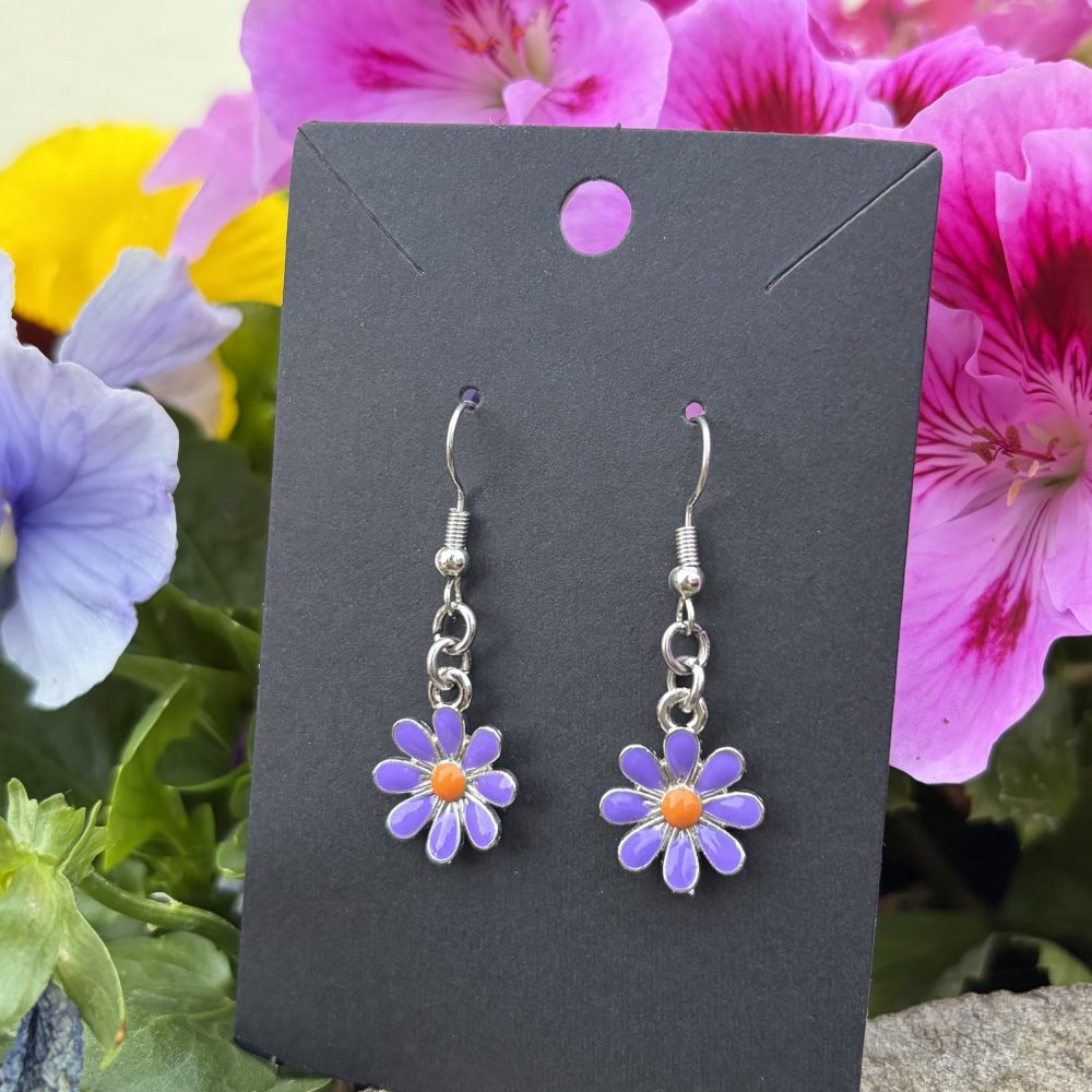 Purple Flower Earrings